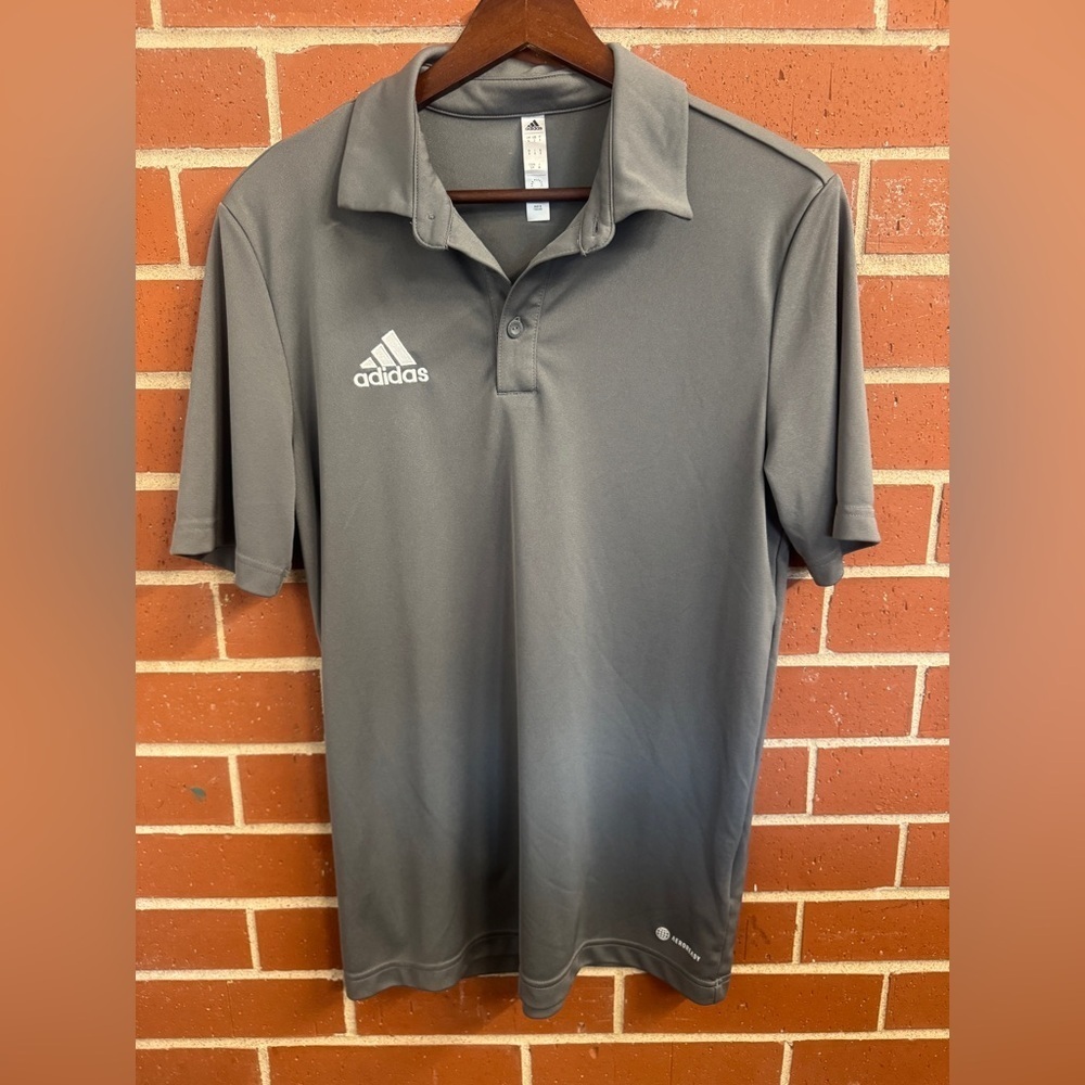 Adidas Polo Shirt Men’s Medium Gray AEROREADY Short Sleeve Athletic Golf